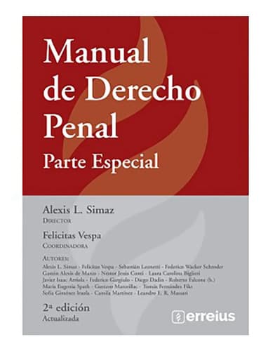 Manual De Derecho Penal Parte General 2024, De Simaz Vespa. Editorial Erreius, Tapa Blanda, Edición 2 En Español, 2024